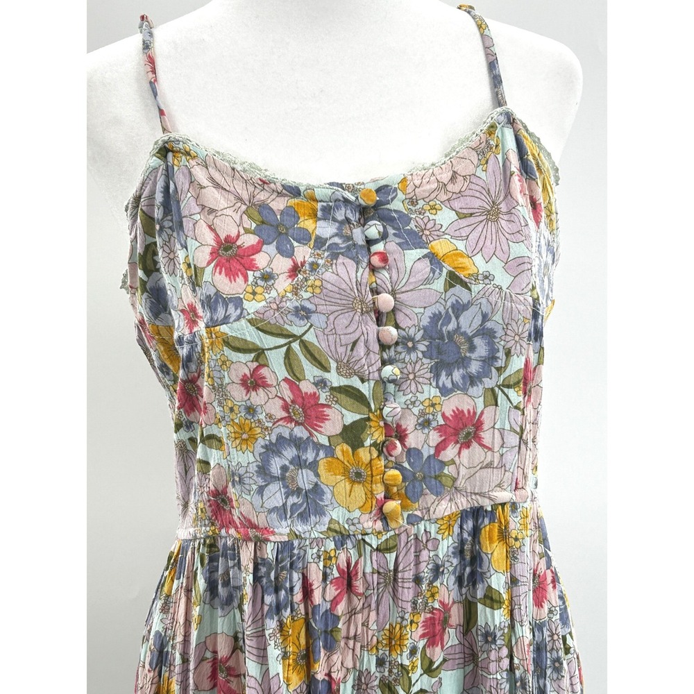 Angie Floral Boho Midi Dress Cottagecore Fairycore Sundress Medium Romantic - Picture 3 of 14